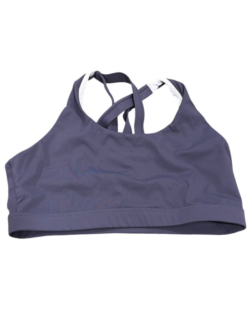 Running Girl Strappy Purple & White Sports Bra Medium Nylon Spandex Blend